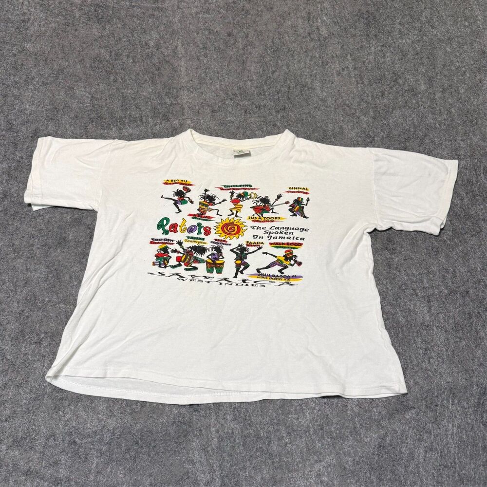 Vintage 90s Jamaica Patois Language T Shirt Mens Large Super Ts Souvenir Rasta